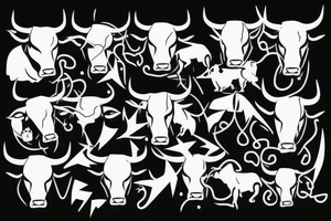 bull walking tattoo idea