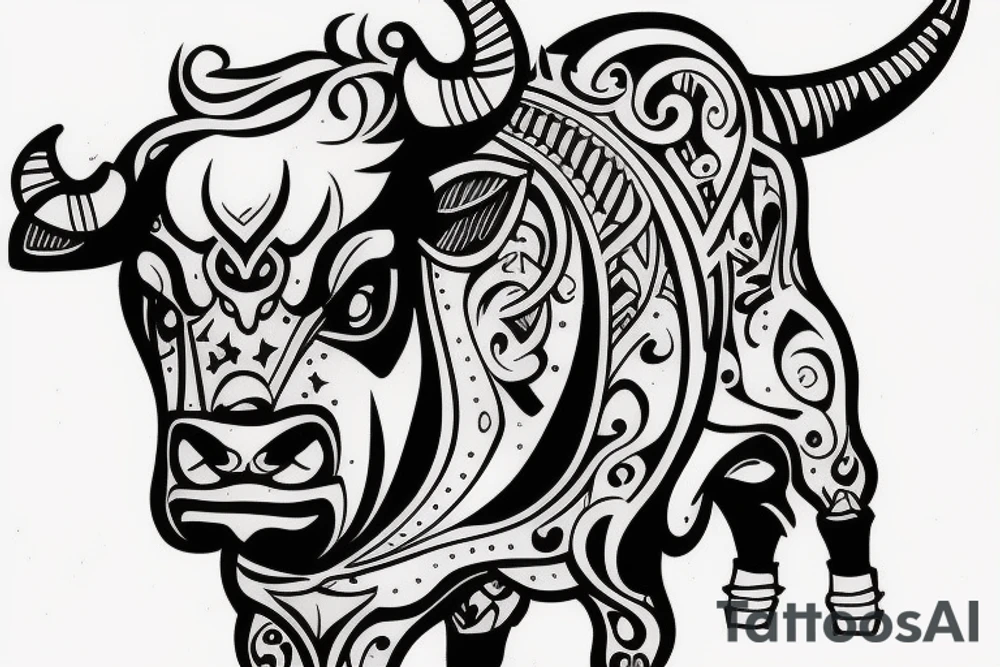 A bull walking tattoo idea