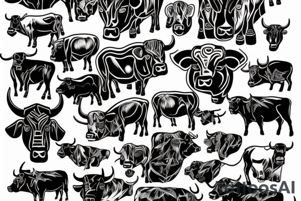 A bull walking tattoo idea