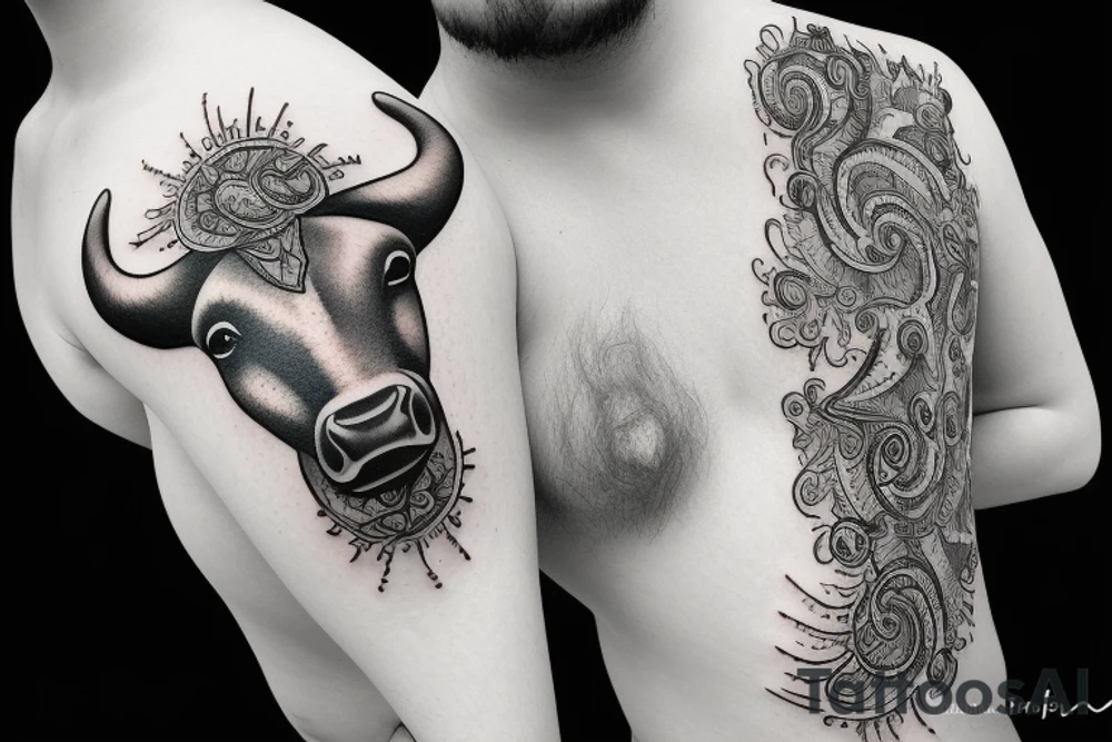 A bull walking tattoo idea