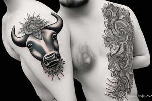 A bull walking tattoo idea