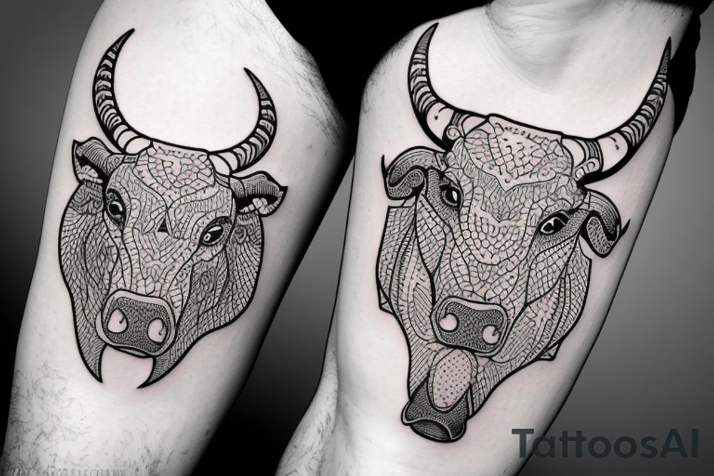 A bull walking tattoo idea