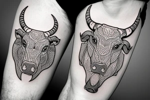 A bull walking tattoo idea