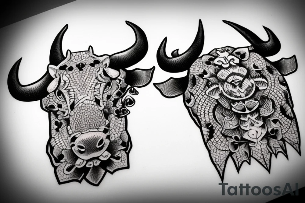 A bull walking tattoo idea