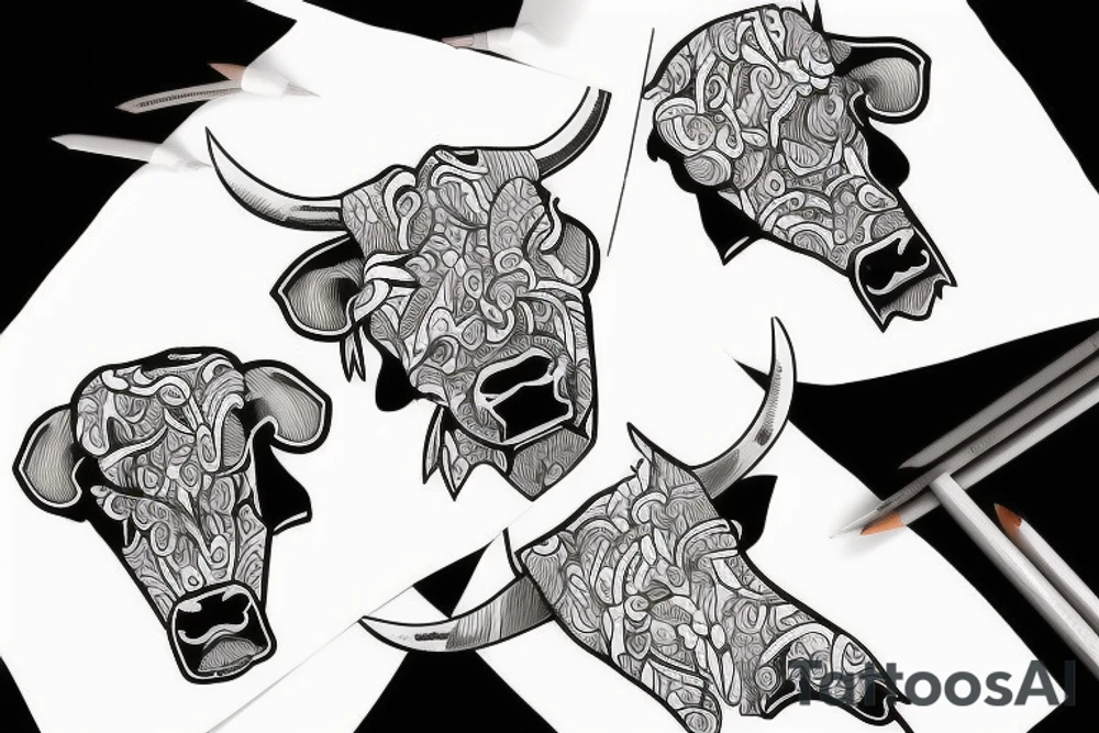 A bull walking tattoo idea