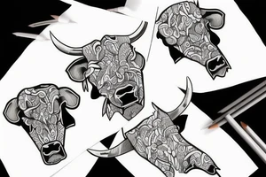 A bull walking tattoo idea