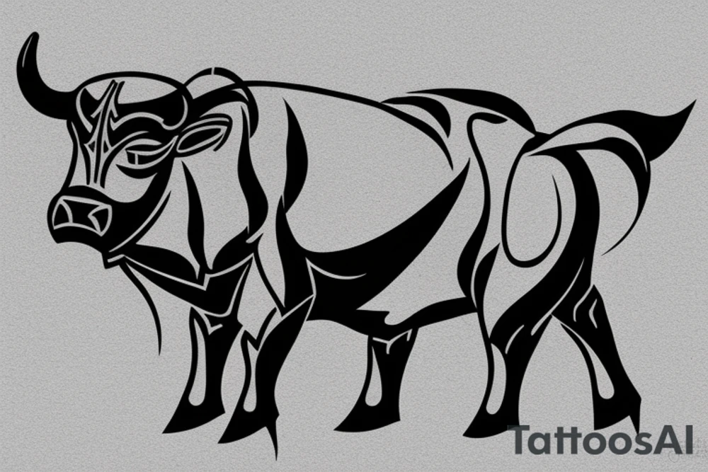 A bull walking tattoo idea