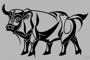 A bull walking tattoo idea