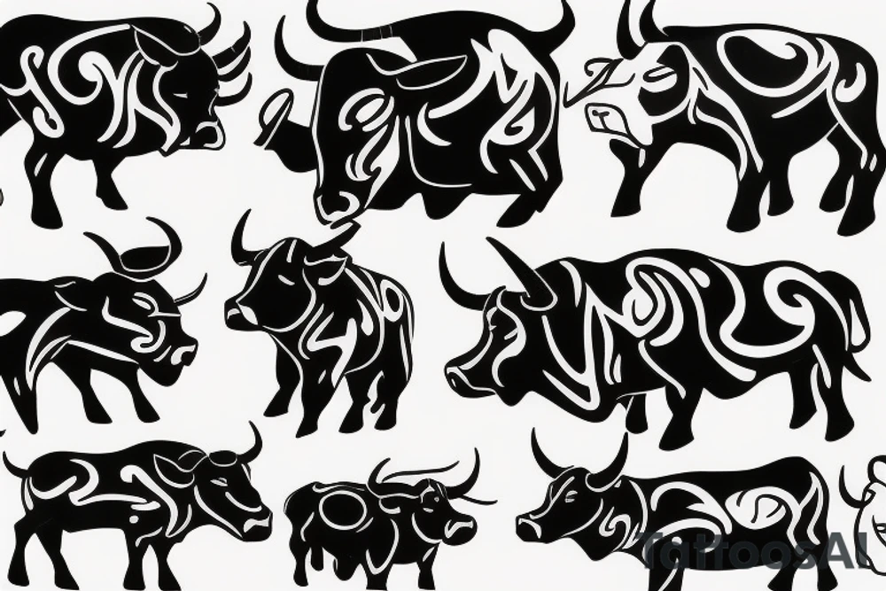 A bull walking tattoo idea