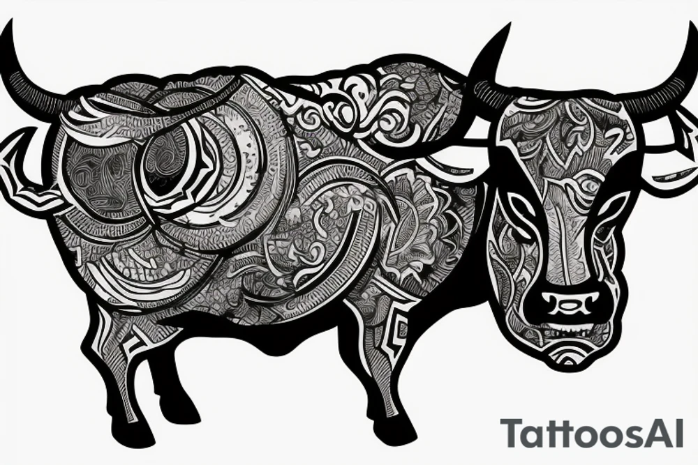 A bull walking tattoo idea