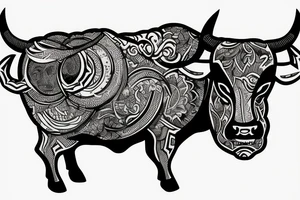 A bull walking tattoo idea