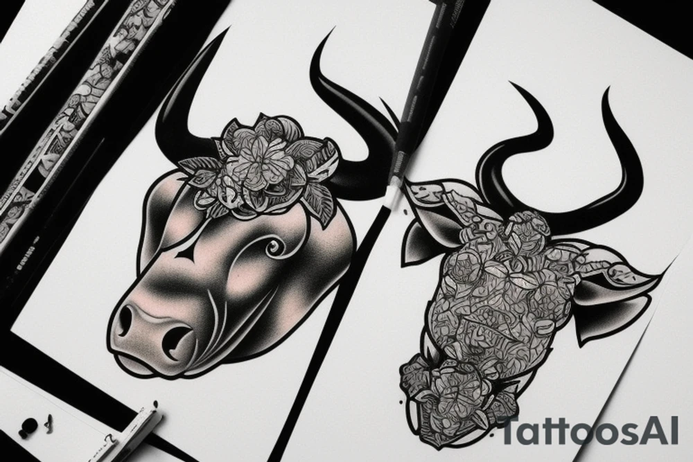A bull walking tattoo idea