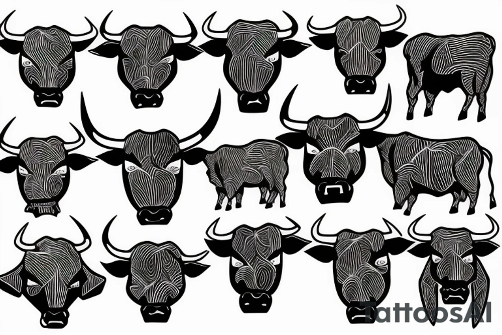 A bull walking outline tattoo idea