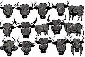 A bull walking outline tattoo idea