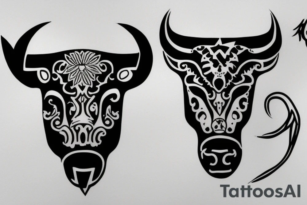 A bull walking outline tattoo idea