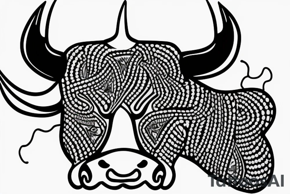 A bull walking outline tattoo idea