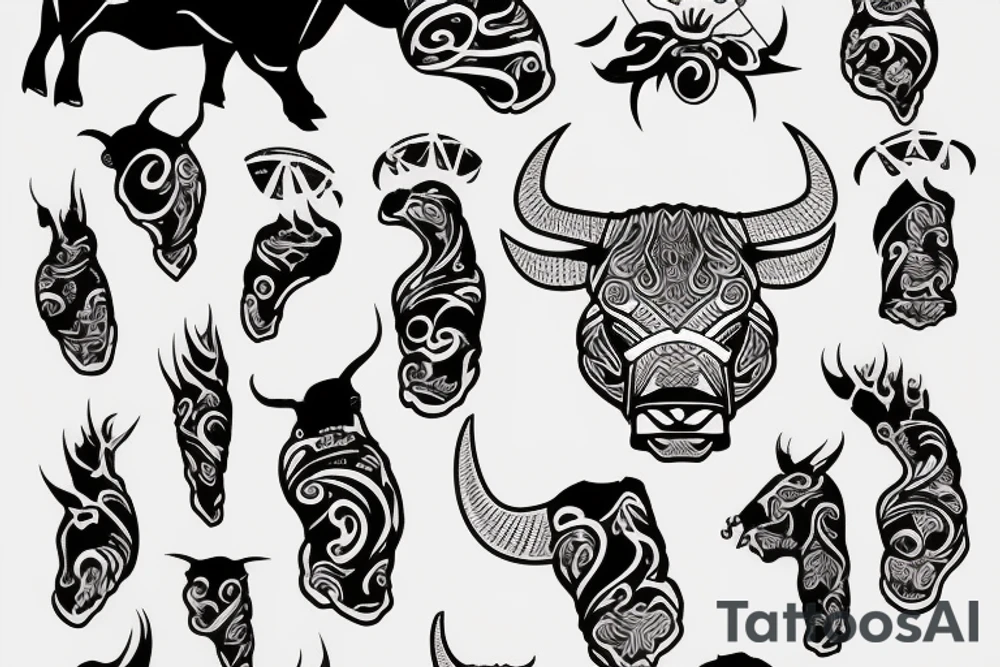 A bull walking outline tattoo idea