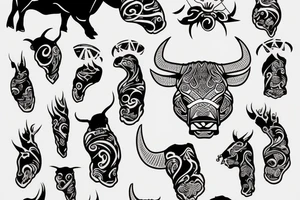 A bull walking outline tattoo idea