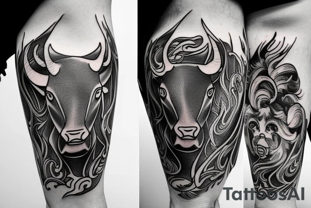 A bull walking outline tattoo idea