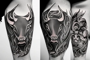A bull walking outline tattoo idea