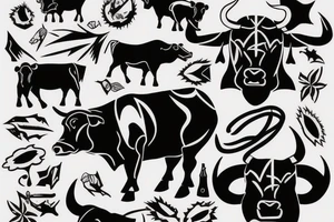 A bull walking outline tattoo idea