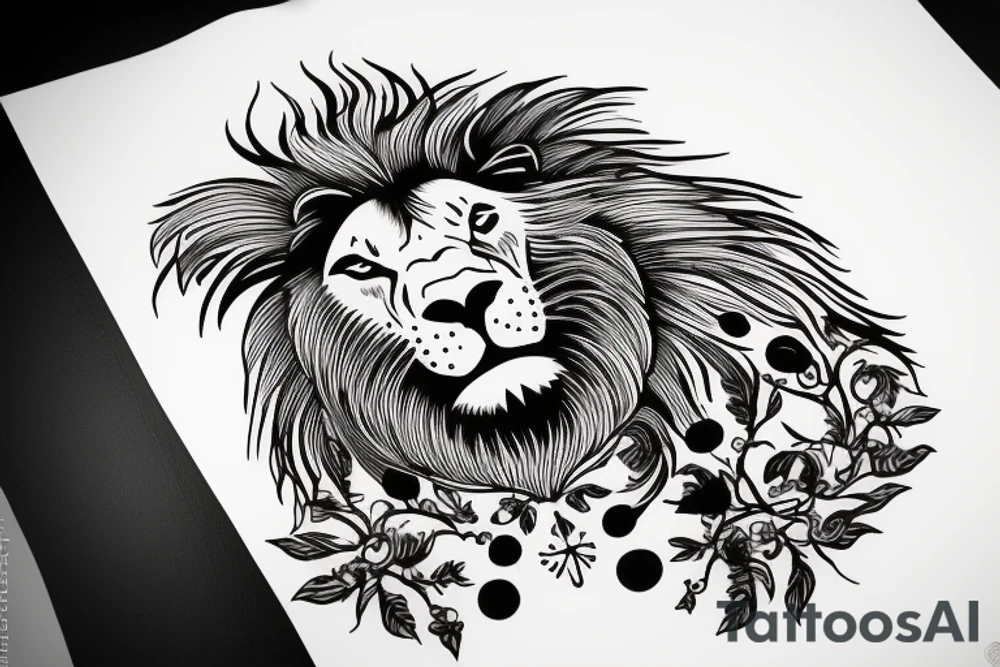 A lion walking behind a bull tattoo idea