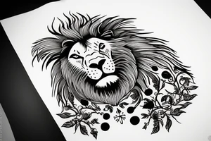A lion walking behind a bull tattoo idea