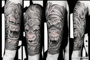A lion and a bull walking tattoo idea