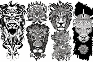 A lion and a bull walking tattoo idea