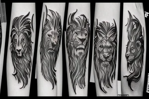 A lion and a bull walking tattoo idea