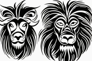 A bull walking and a lion running tattoo idea