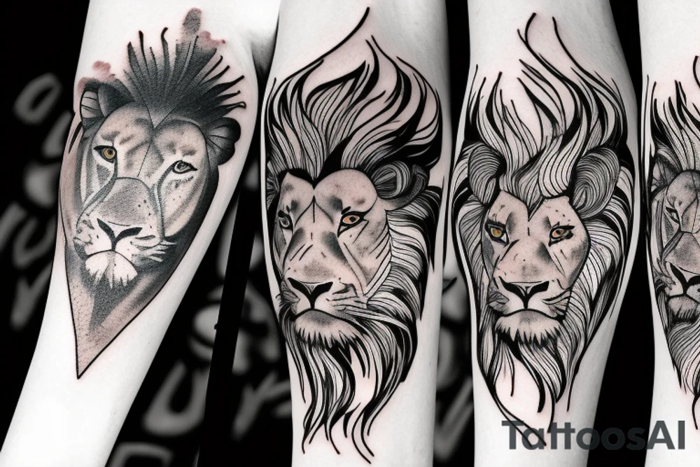 A Bull Taurus walking and a lion Leo running tattoo idea