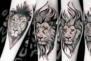 A Bull Taurus walking and a lion Leo running tattoo idea