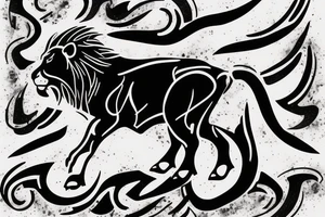 A Bull Taurus walking and a lion Leo running tattoo idea