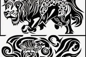 A Bull Taurus walking and a lion Leo running tattoo idea