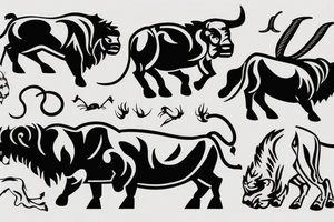 A Bull Taurus walking and a lion Leo running tattoo idea