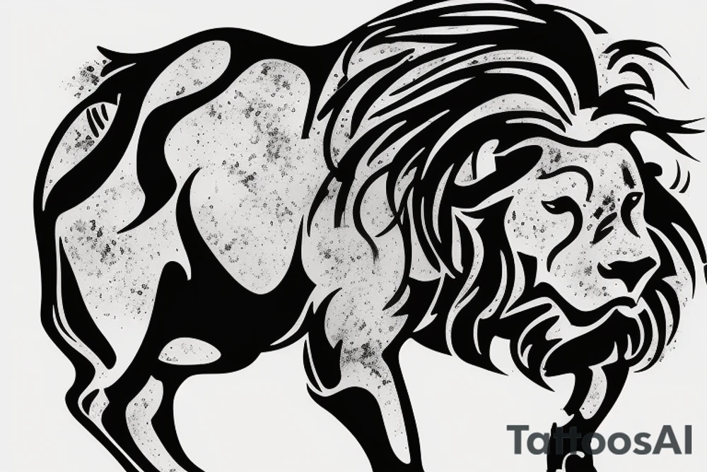 A Bull Taurus walking and a lion Leo running tattoo idea