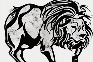 A Bull Taurus walking and a lion Leo running tattoo idea