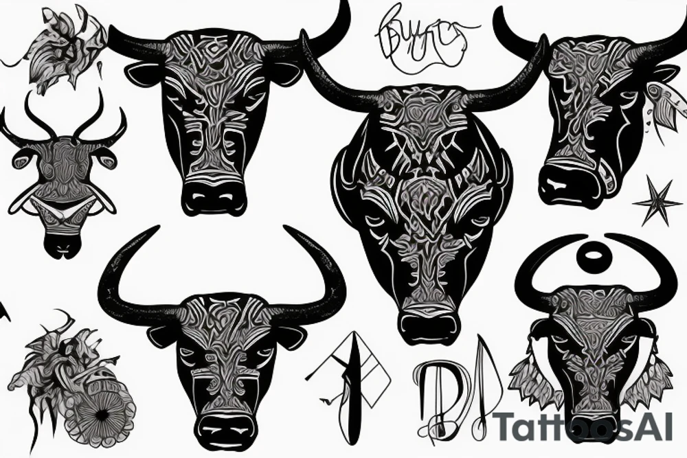 A Bull Taurus walking tattoo idea