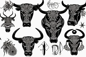 A Bull Taurus walking tattoo idea