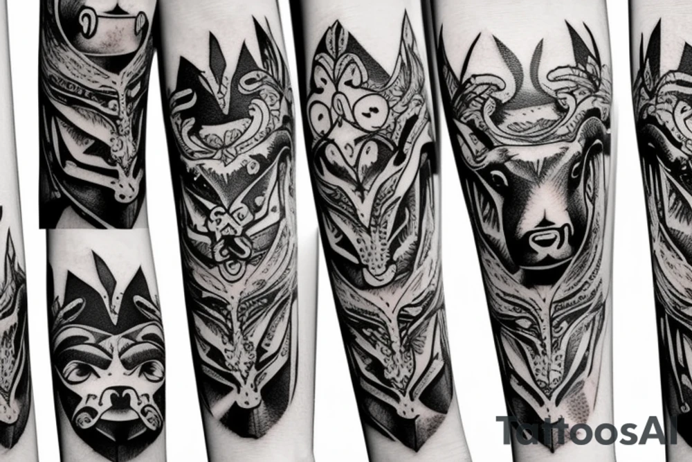 A Bull Taurus walking tattoo idea