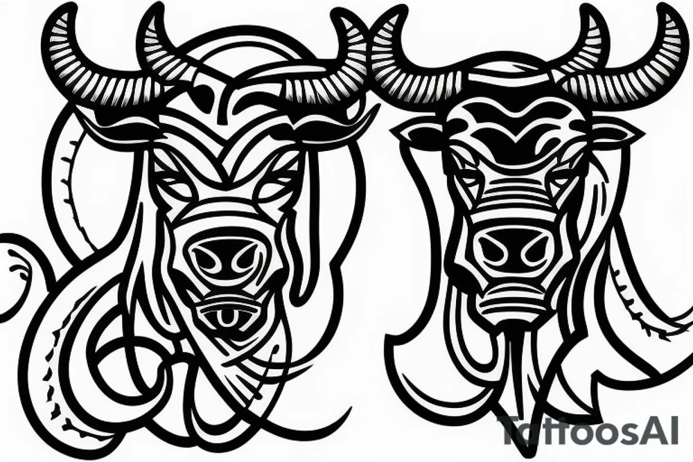 A Bull Taurus walking tattoo idea
