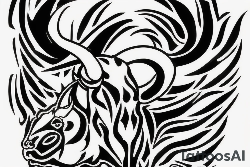 A Bull Taurus walking tattoo idea
