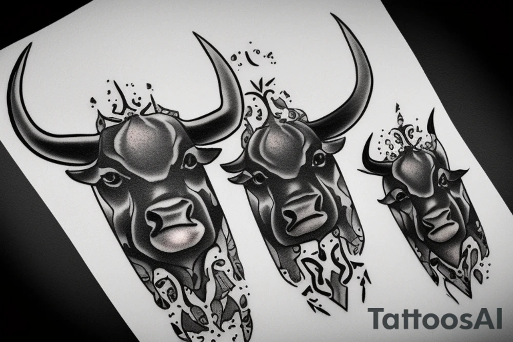 A Bull Taurus walking tattoo idea