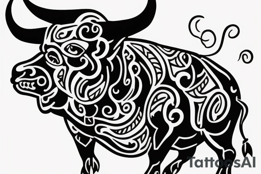 A Bull Taurus walking tattoo idea