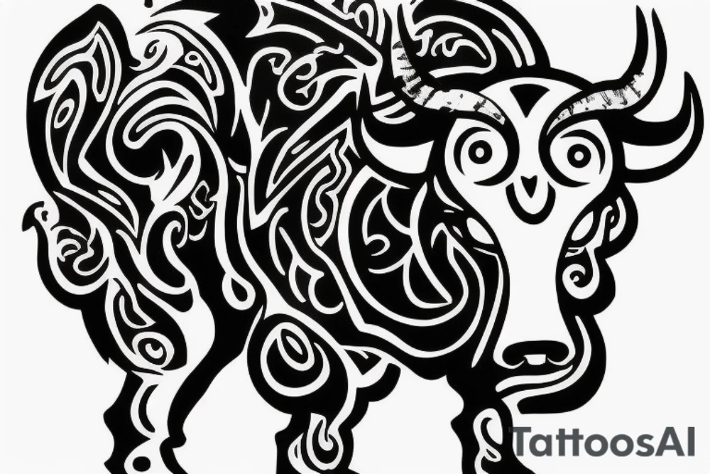 A Bull Taurus walking tattoo idea
