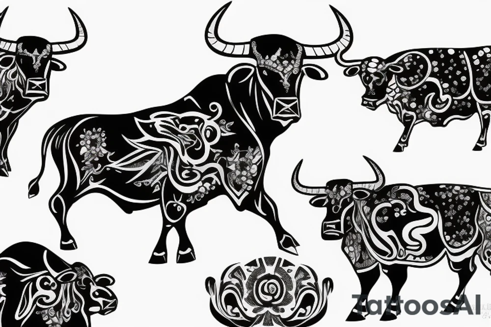 A Bull Taurus walking tattoo idea