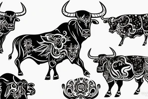 A Bull Taurus walking tattoo idea