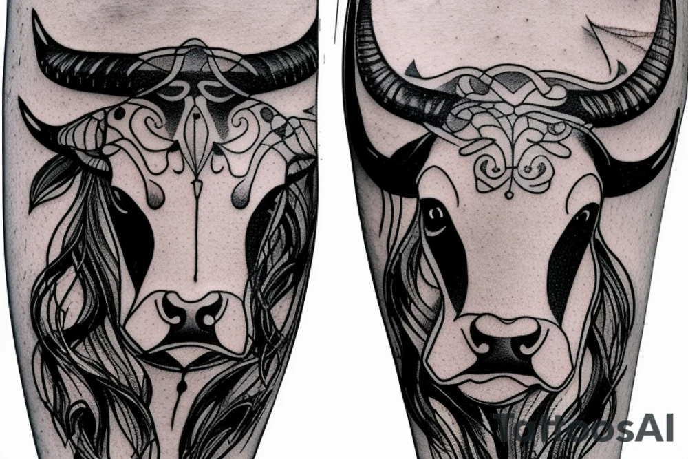 A Bull Taurus walking tattoo idea