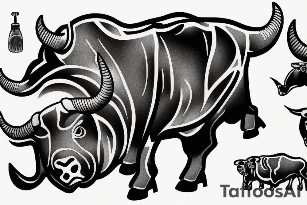 A Bull Taurus walking tattoo idea